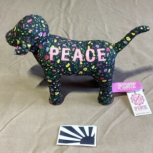 PINK Victoria's Secret Floral "PEACE" Dog Plush